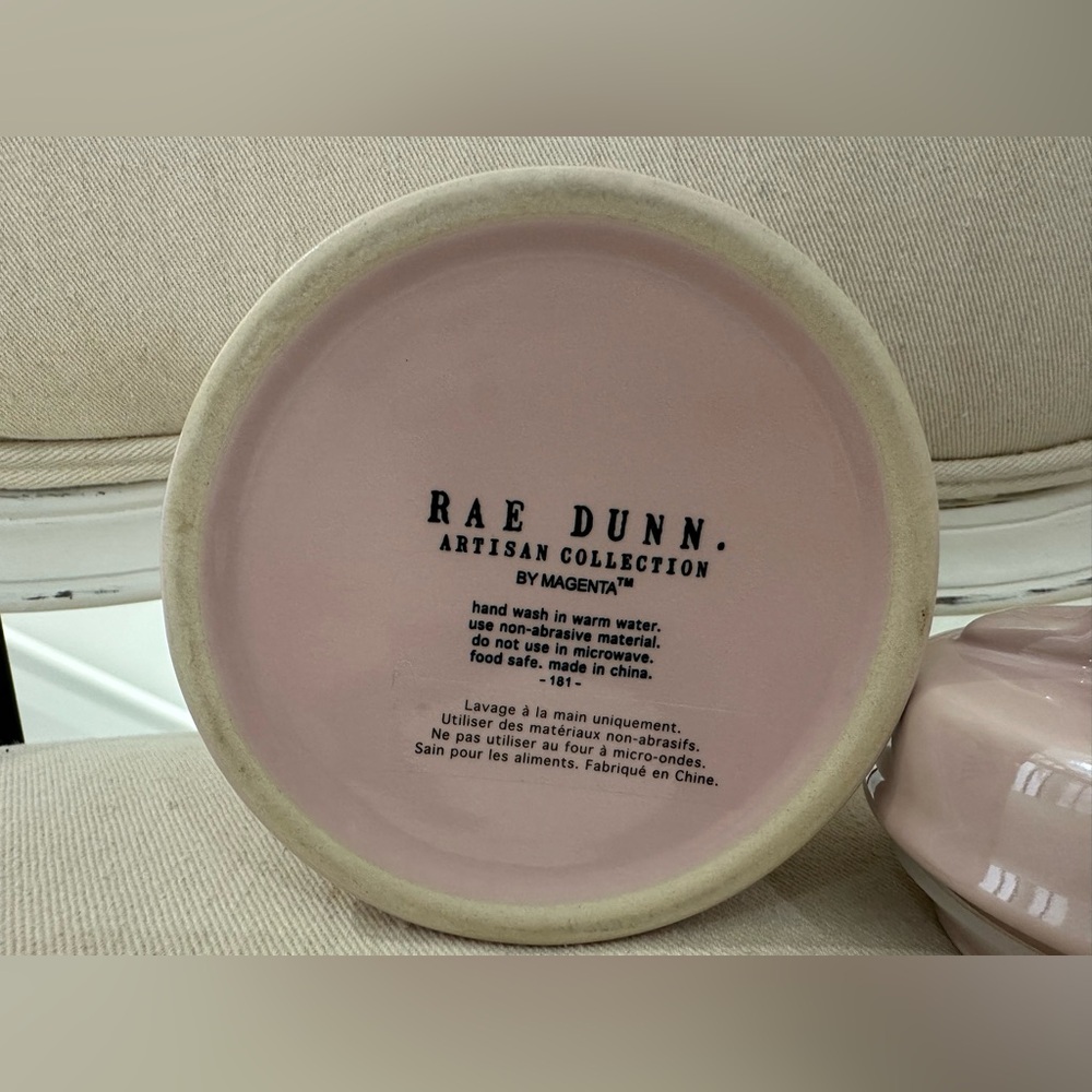 *SOLD* Rae Dunn Medium Pink Iridescent Canister Valentine’s Day Pink With Heart - Picture 6 of 6